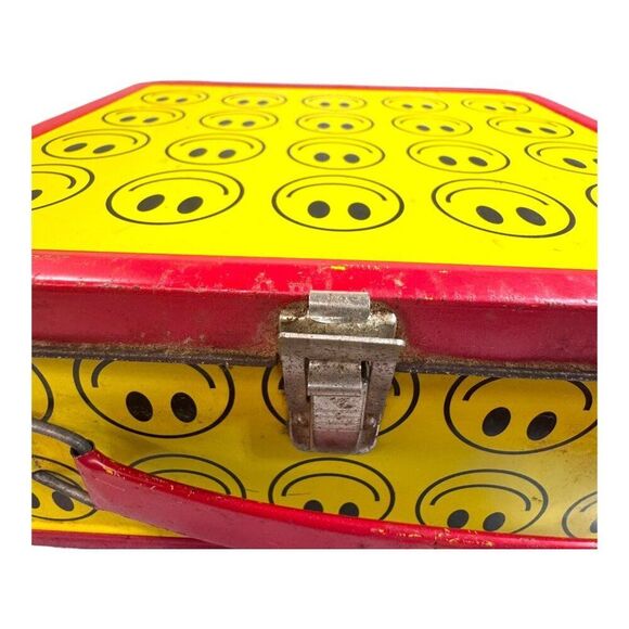 Vintage Yellow Red Smiley Face Metal G Whiz Lunchbox With Matching Thermos READ - Picture 13 of 15